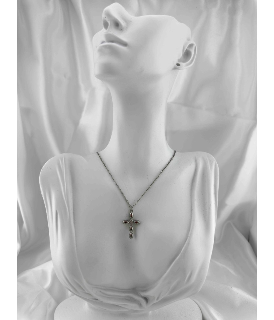 Γυναικείο Σταυρός Χρυσό & Ασημί με Πέτρες