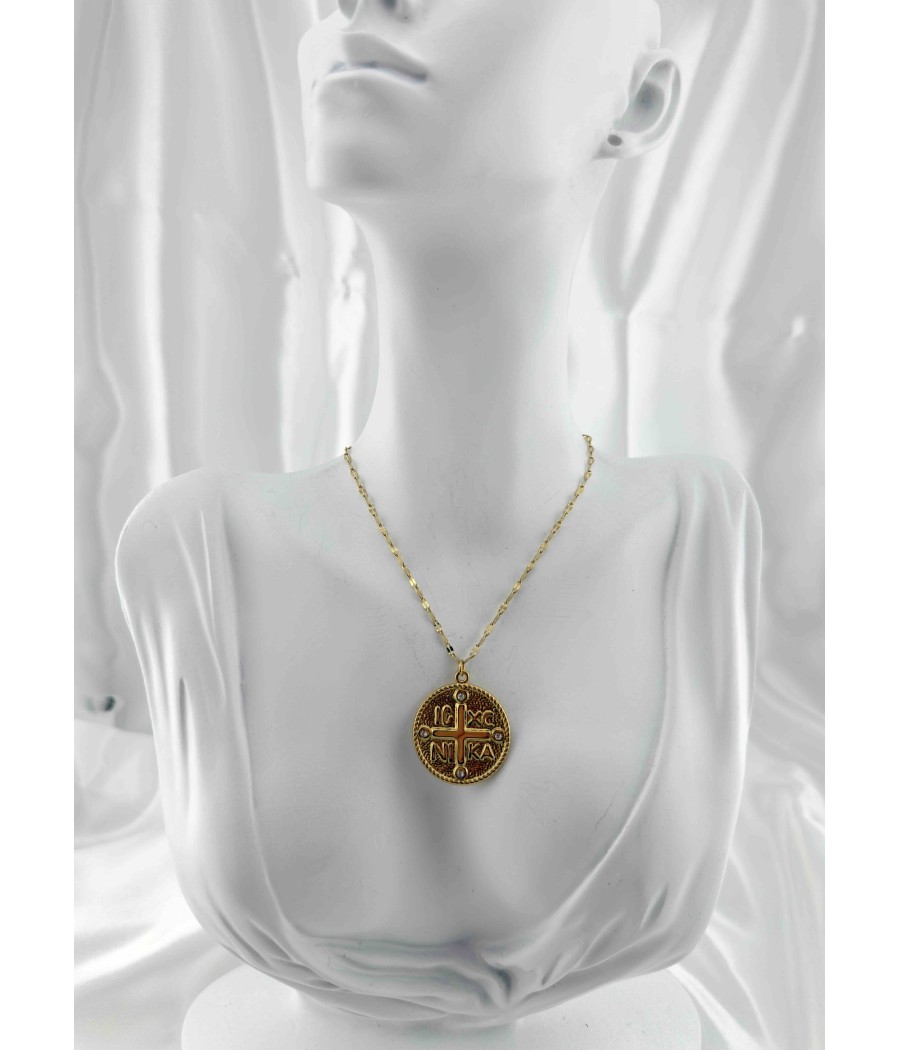 Κωνσταντινάτο Κολιέ Ατσάλινο Χρυσό & Ασημί