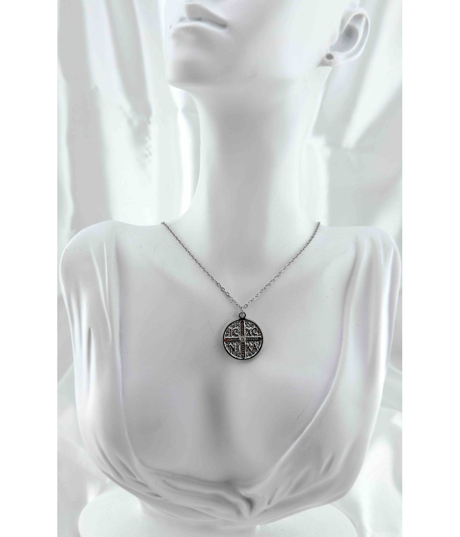 Κωνσταντινάτο Ατσάλινο Κολιέ Γυναικείο Στρογγυλό Χρυσό & Ασημί