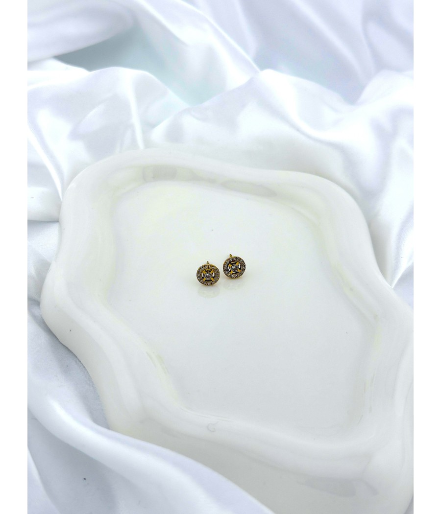 Ατσάλινα Καρφωτά Σκουλαρίκια Στρογγυλά με Ζιργκόν