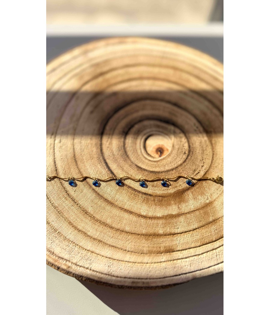 Ατσάλινο Κολιέ με Πολύχρωμα Κρυσταλάκια | Χρυσό