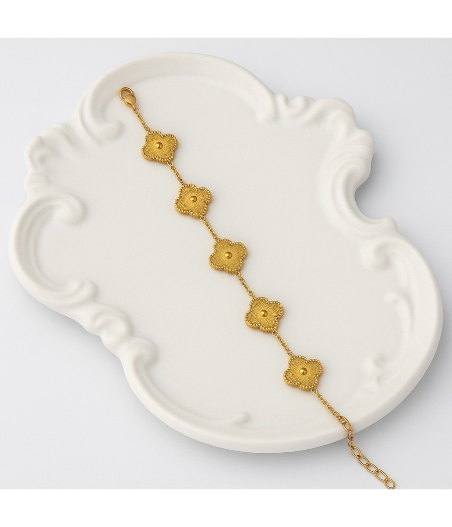 Κομψό βραχιόλι λουλούδι χρυσό & ασημί