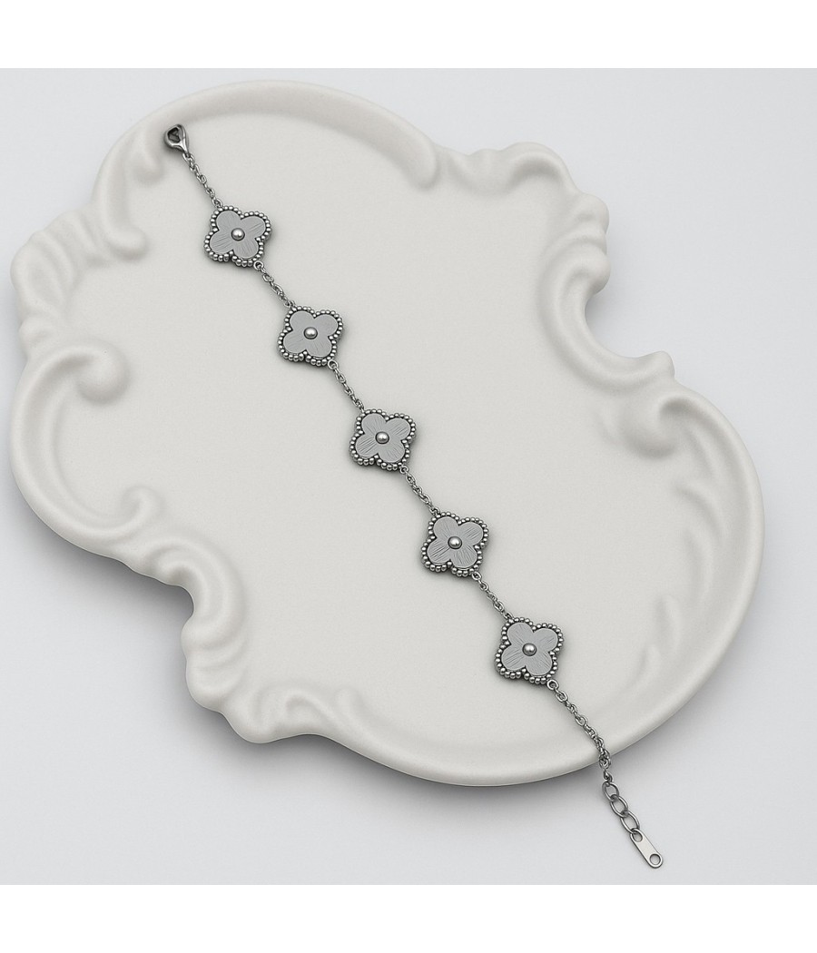 Κομψό βραχιόλι λουλούδι χρυσό & ασημί