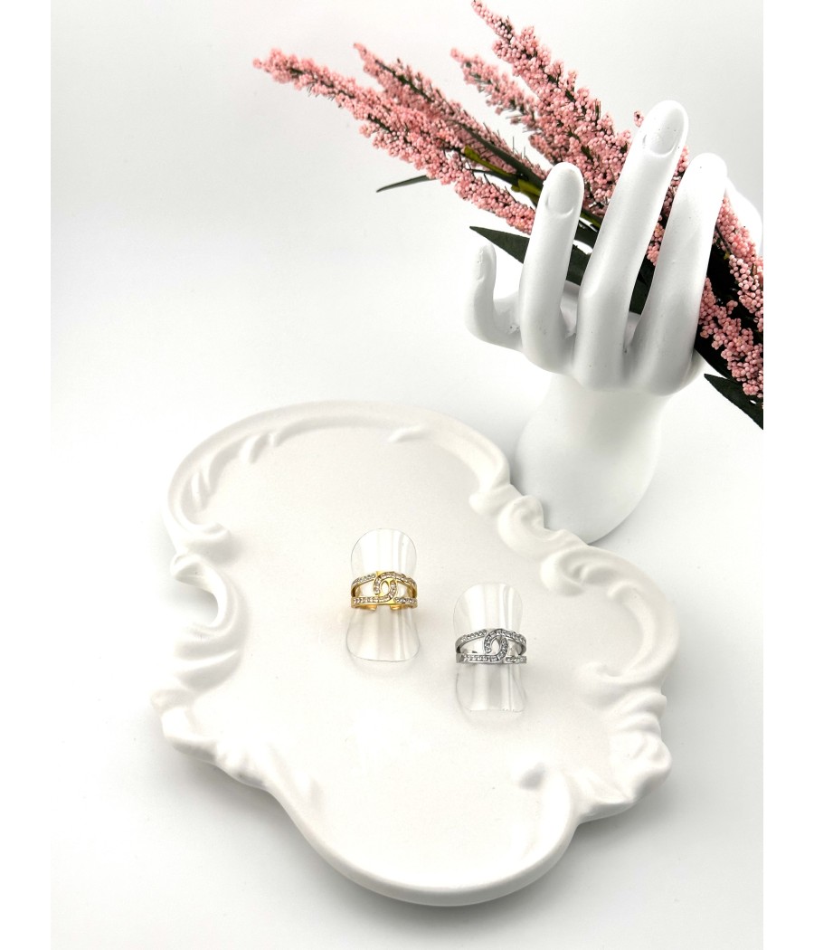 Δαχτυλίδι με Κενρικό Μοτίβο σε Χρυσό και ασημί