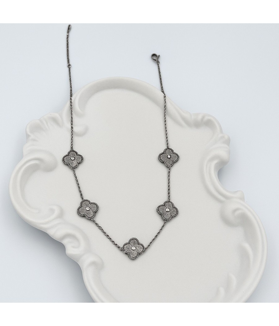 Κολιέ Λουλούδι σε Χρυσό & Ασημί