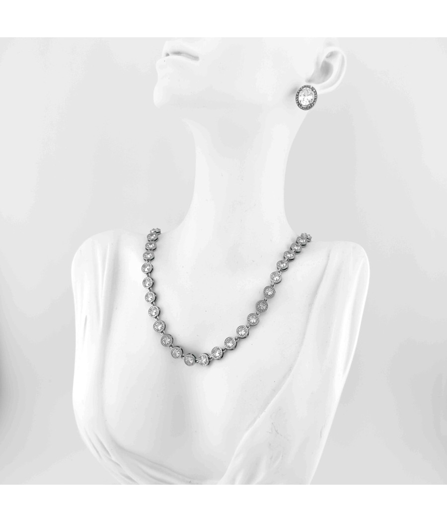 Κολιέ με Ζιργκόν σε Χρυσό & Ασημί