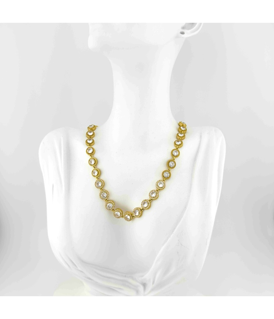 Κολιέ με Ζιργκόν σε Χρυσό & Ασημί