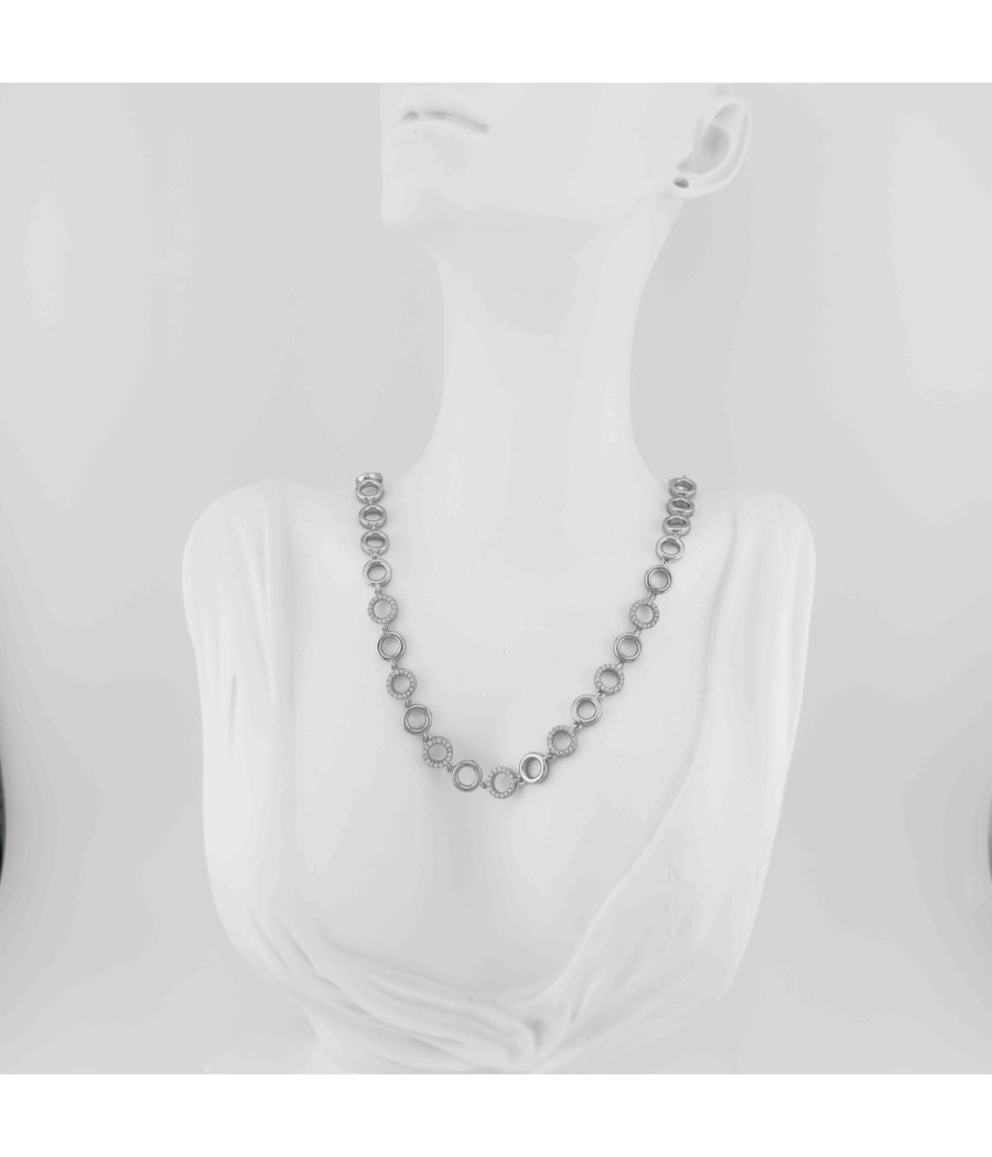 Κολιέ Κυκλάκια με Στρας Χρύσο και Ασήμι