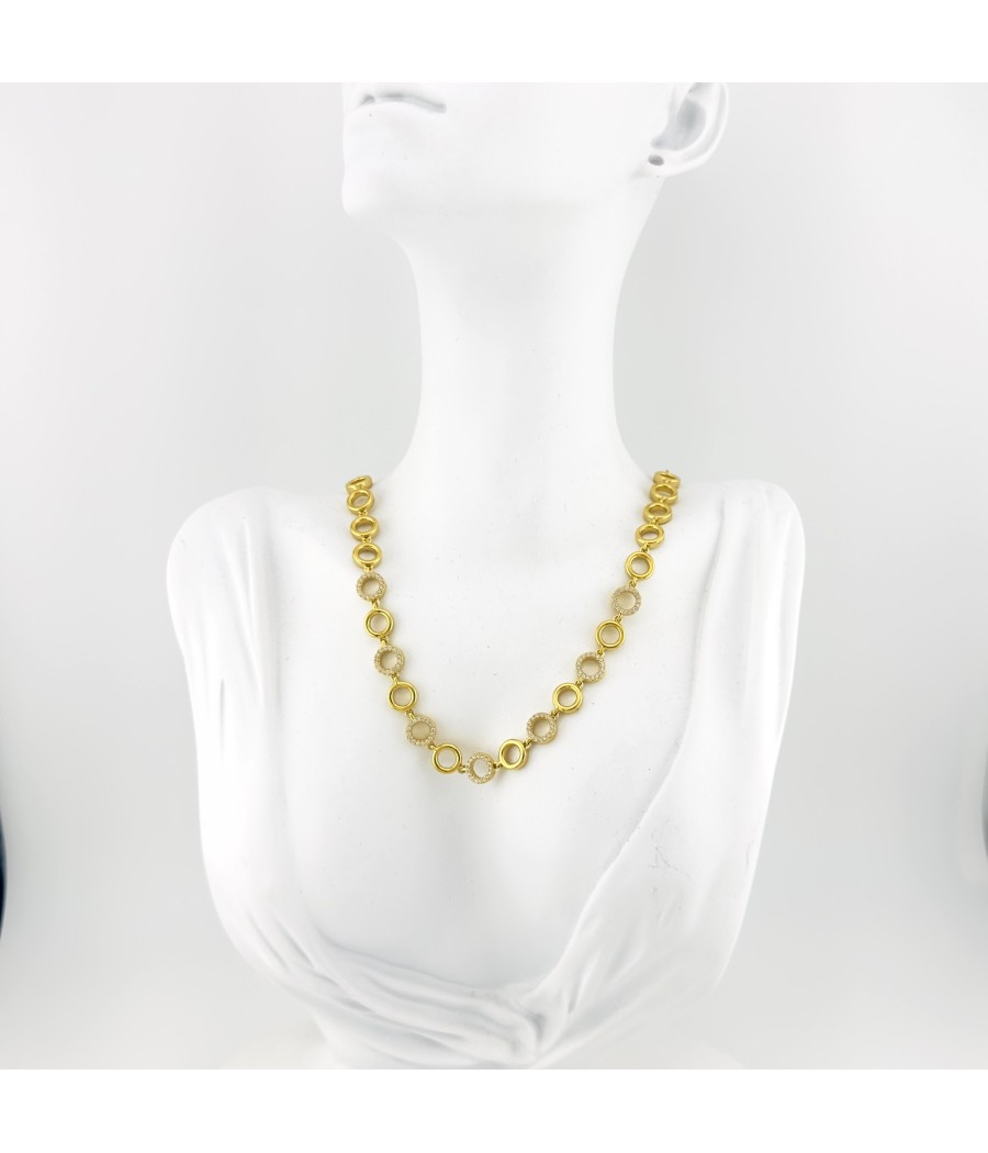 Κολιέ Κυκλάκια με Στρας Χρύσο και Ασήμι