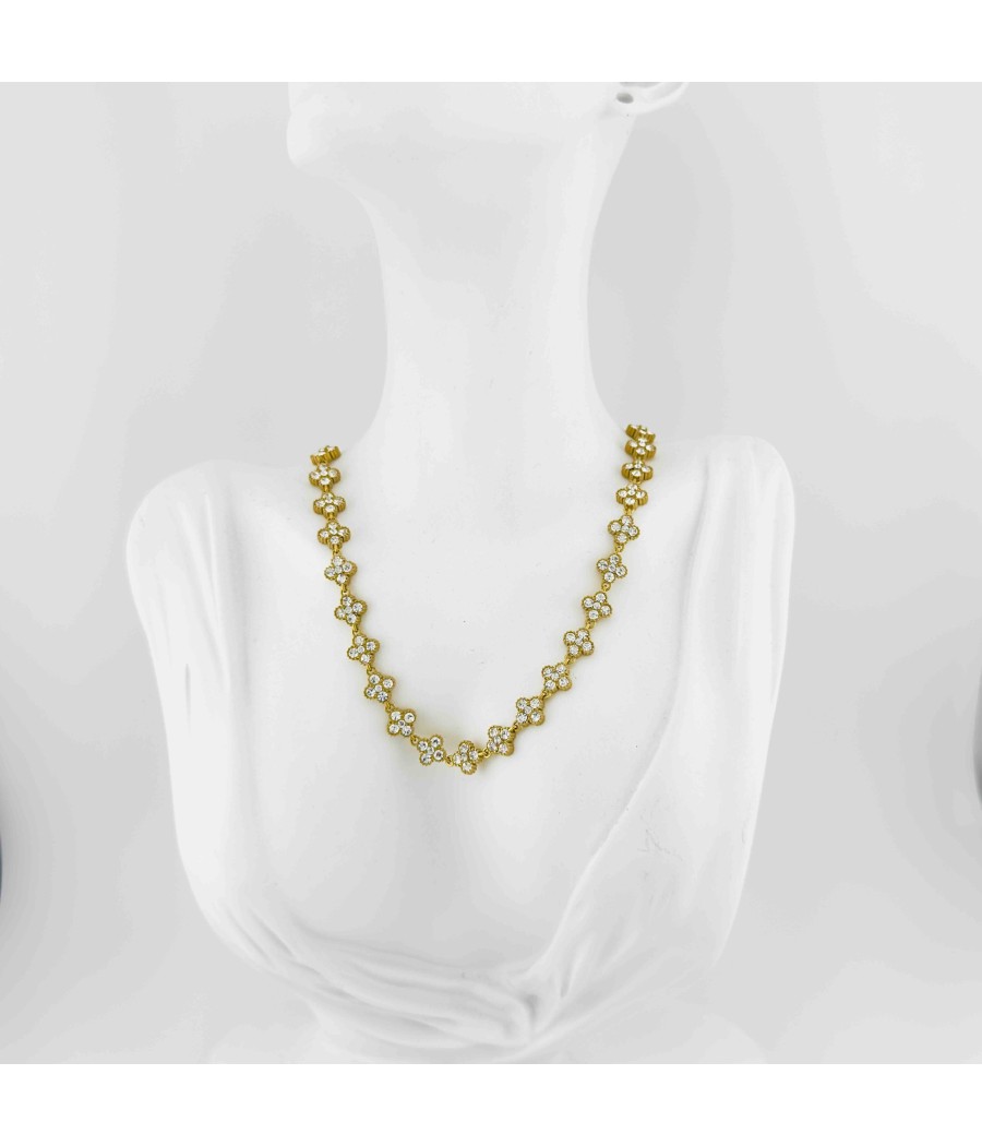 Κολιέ Σταυρουδάκια με Στρας Χρύσο και Ασήμι